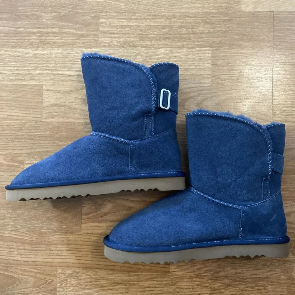 Style & Co Teenyy Suede Winter Booties Blue Faux Fur Lined Boots Size 10